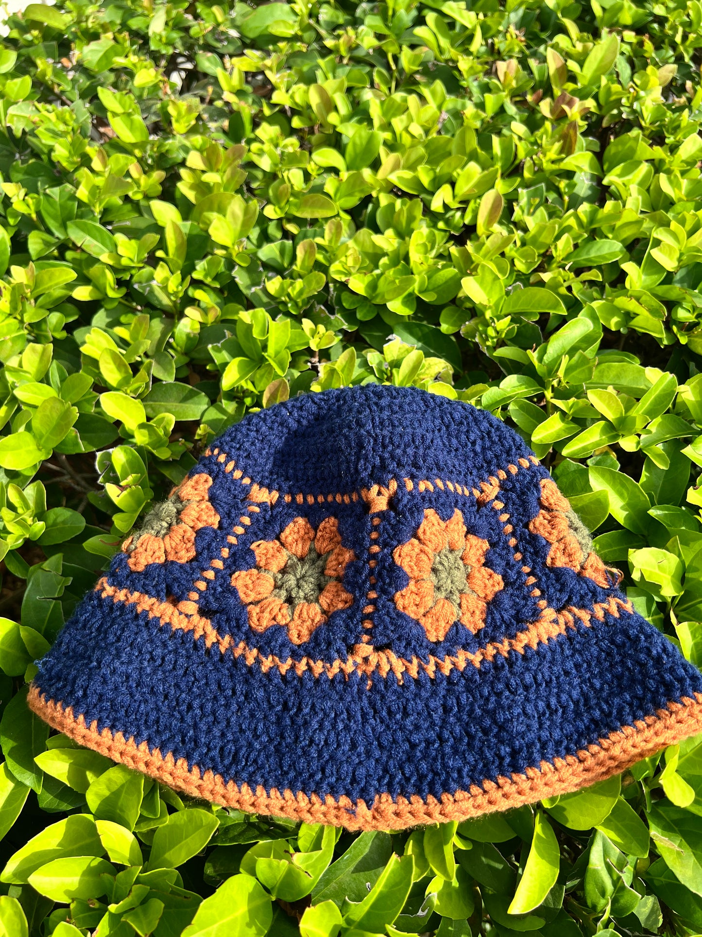 tough fit orange - handmade knitted bucket hat