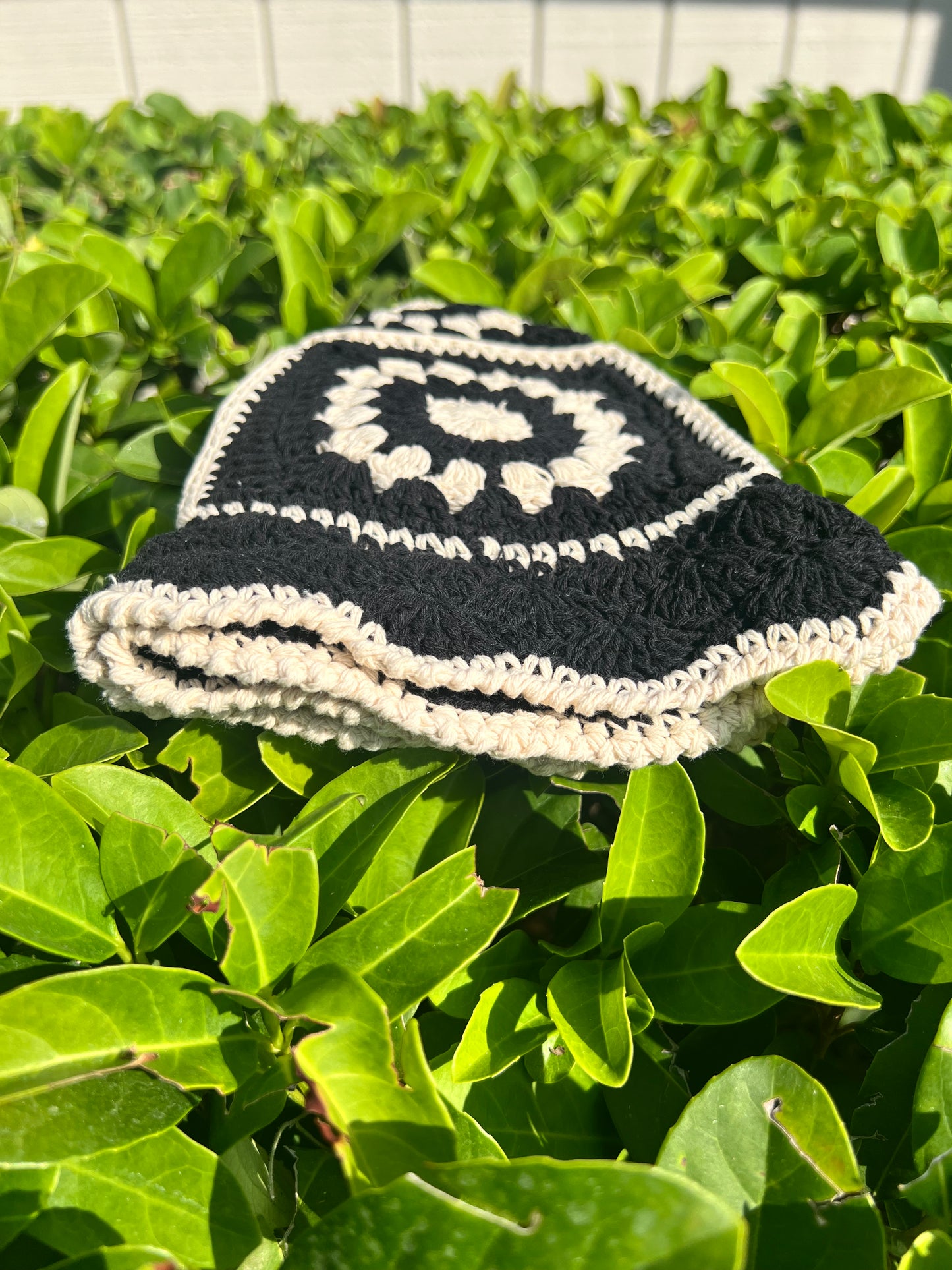 sumthin slight black - handmade knitted bucket hat