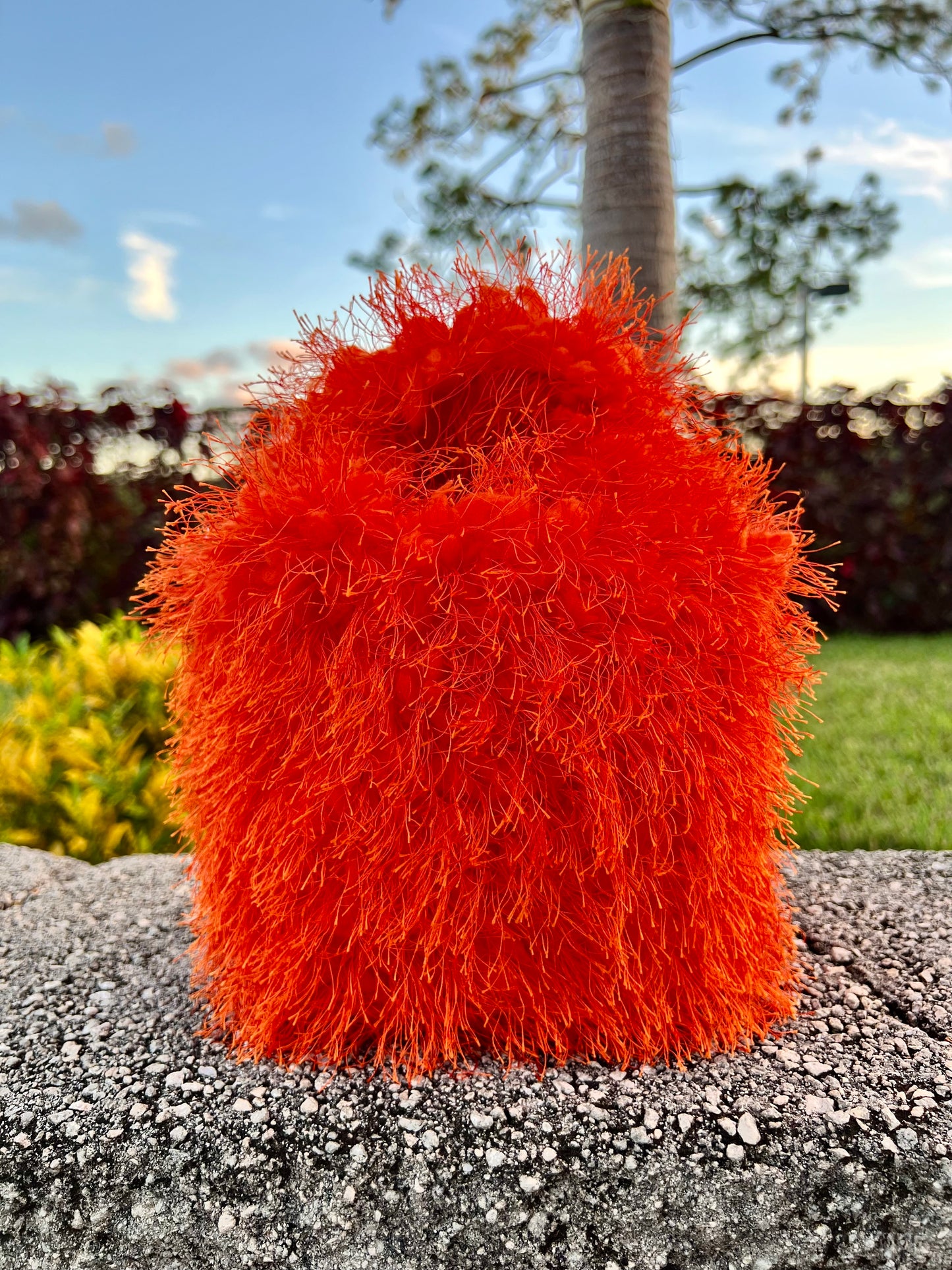 orange plush hat + handbag ( limited fall collection )