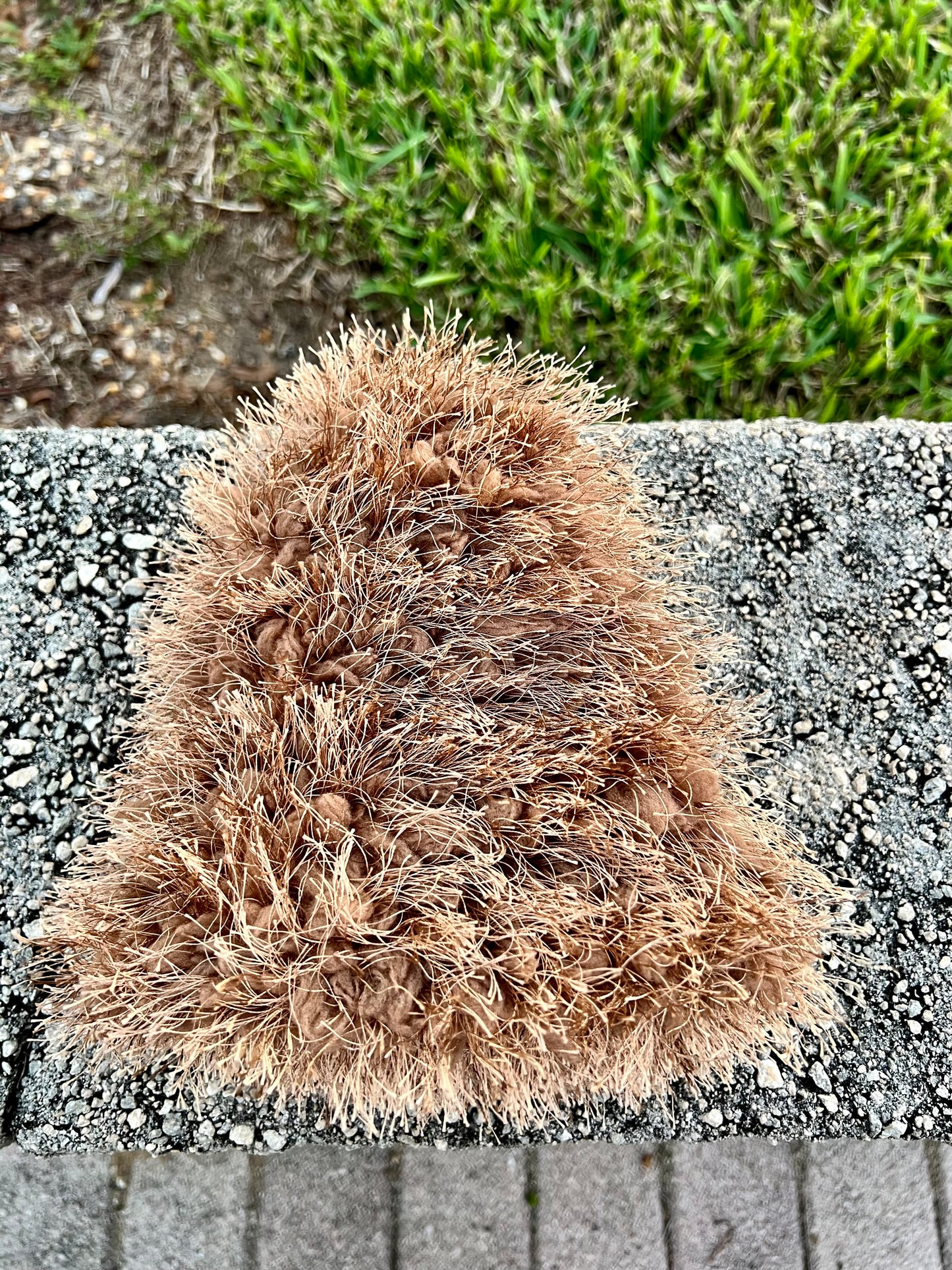 brown plush bucket hat