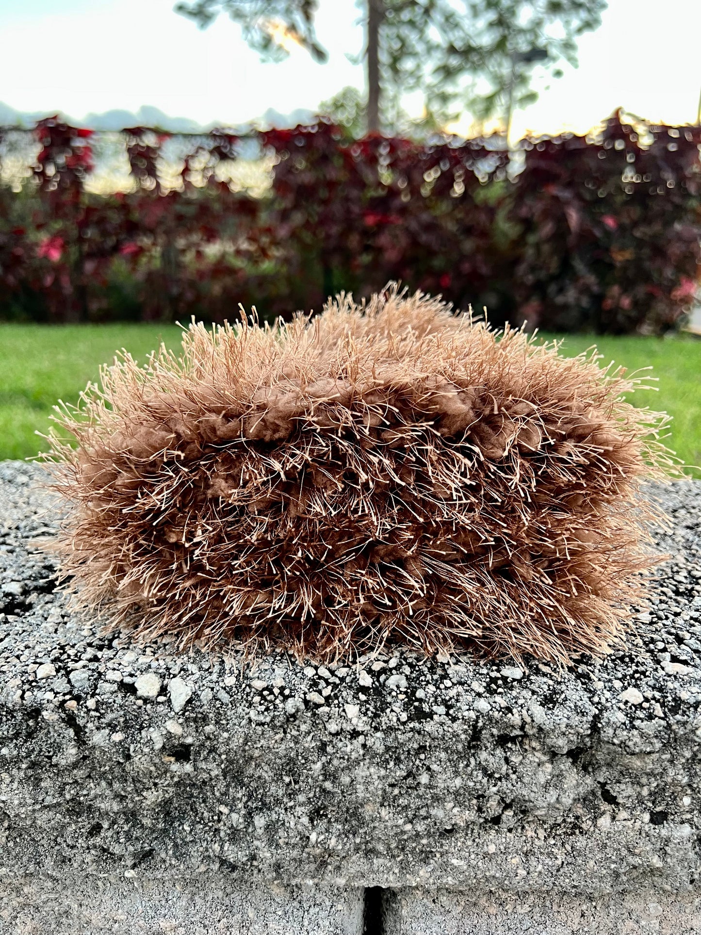 brown plush bucket hat