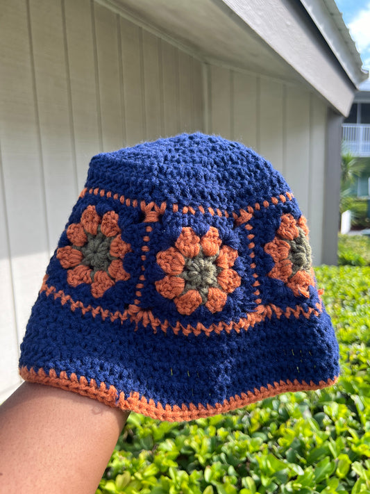 tough fit orange - handmade knitted bucket hat