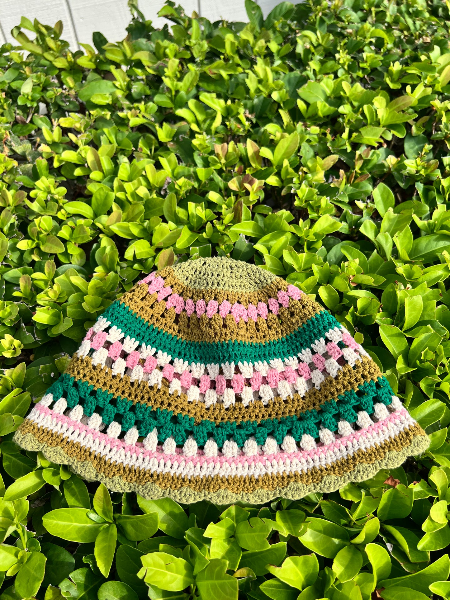 string me along hot pink - handmade knitted bucket hat ( reversible )