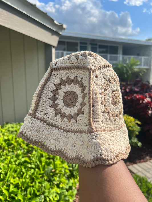 sumthin slight cream - handmade knitted bucket hat