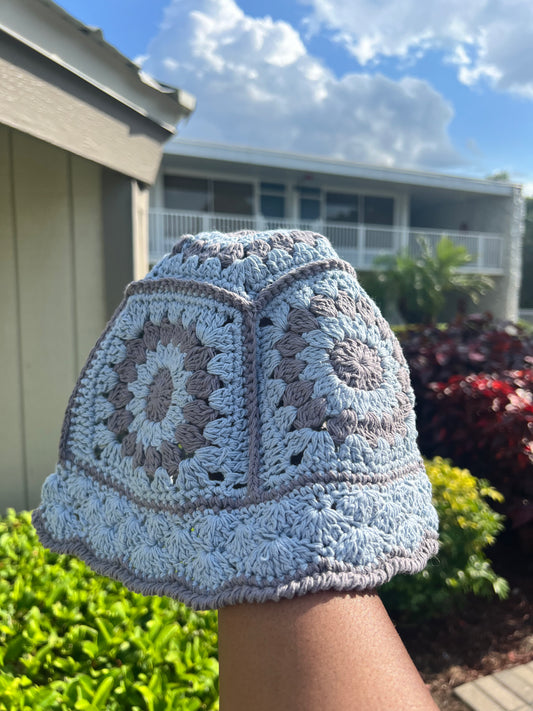 sumthin slight blue - handmade knitted bucket hat