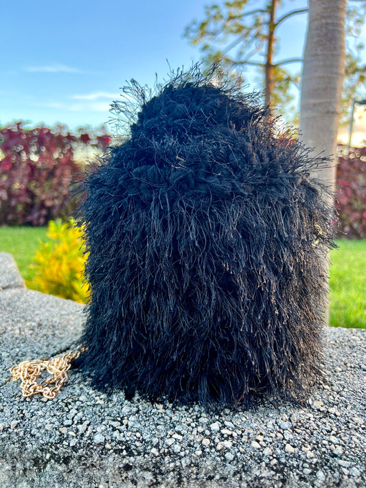 black plush hat + handbag ( limited collection )