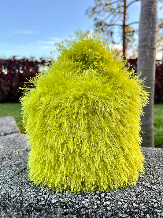 green plush hat + handbag ( limited fall collection )