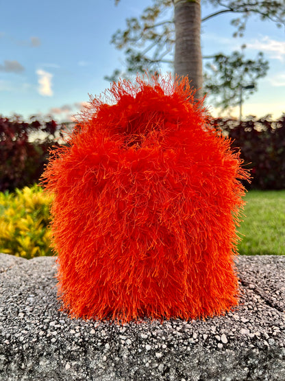 orange plush hat + handbag ( limited fall collection )