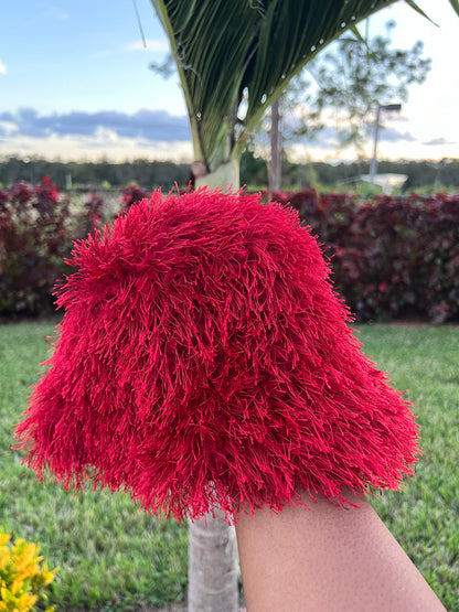 red plush bucket hat ( limited edition )