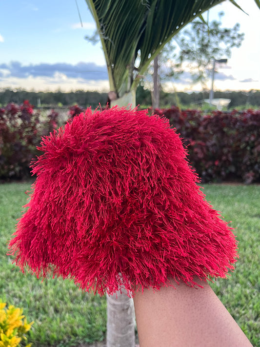 red plush bucket hat ( limited edition )