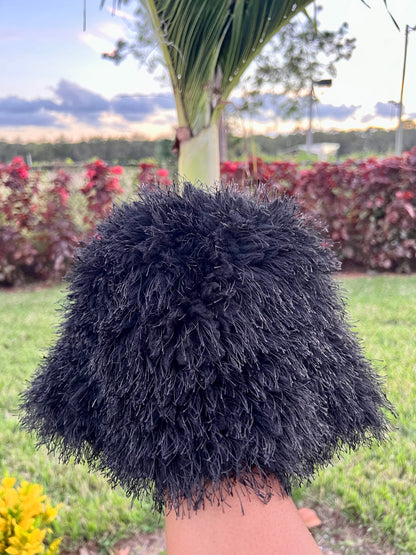black plush bucket hat ( limited edition )